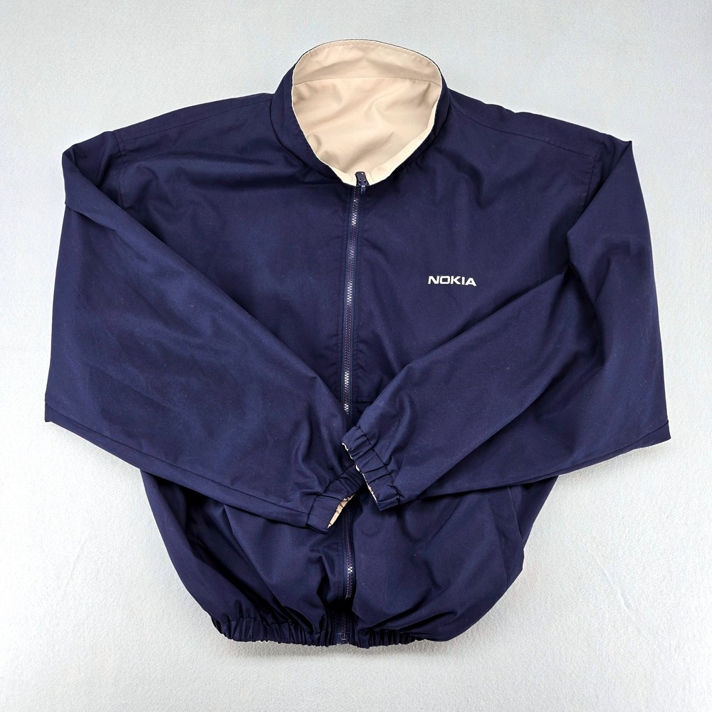 Nokia Reversible Windbreaker Jacket Tech Wear Promo Cyber Bomber XL 90s Vintage